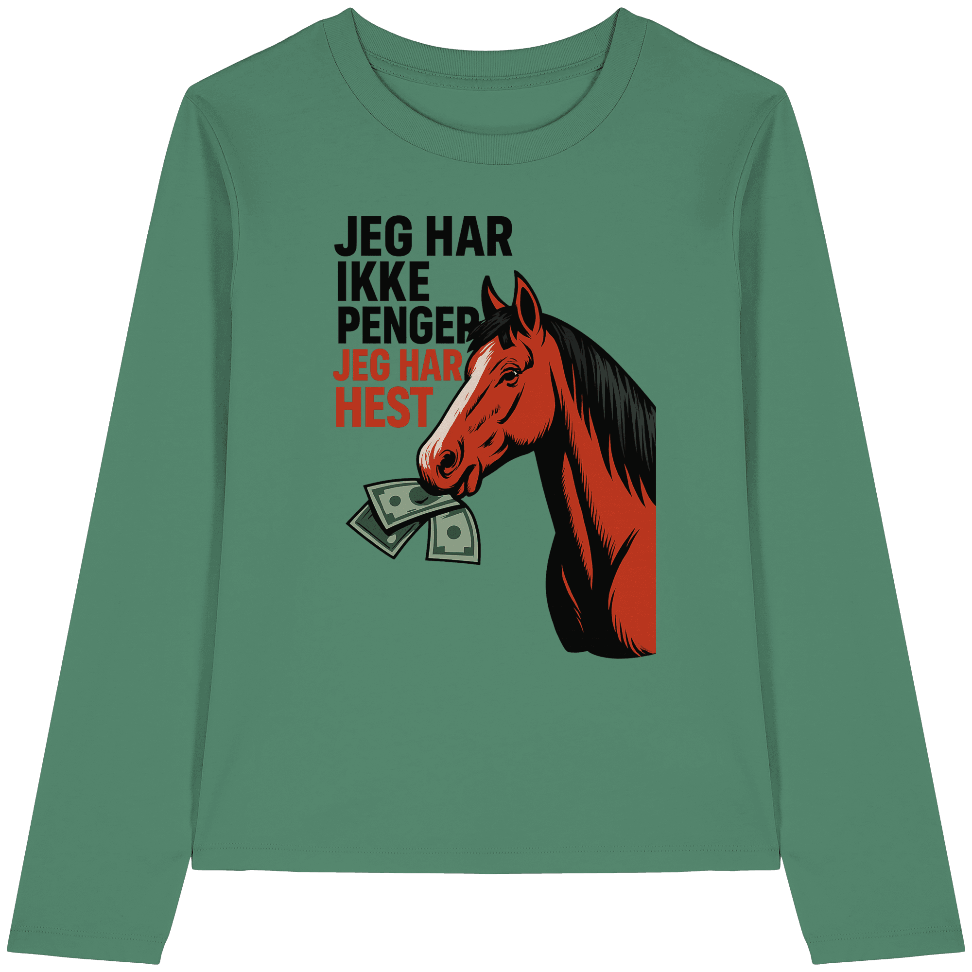 STALL26 - Penger Ikke Hest - Økologisk Langermet T-skjorte for kvinner